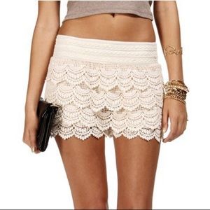 Off-White Exist Crocheted Lace Shorts